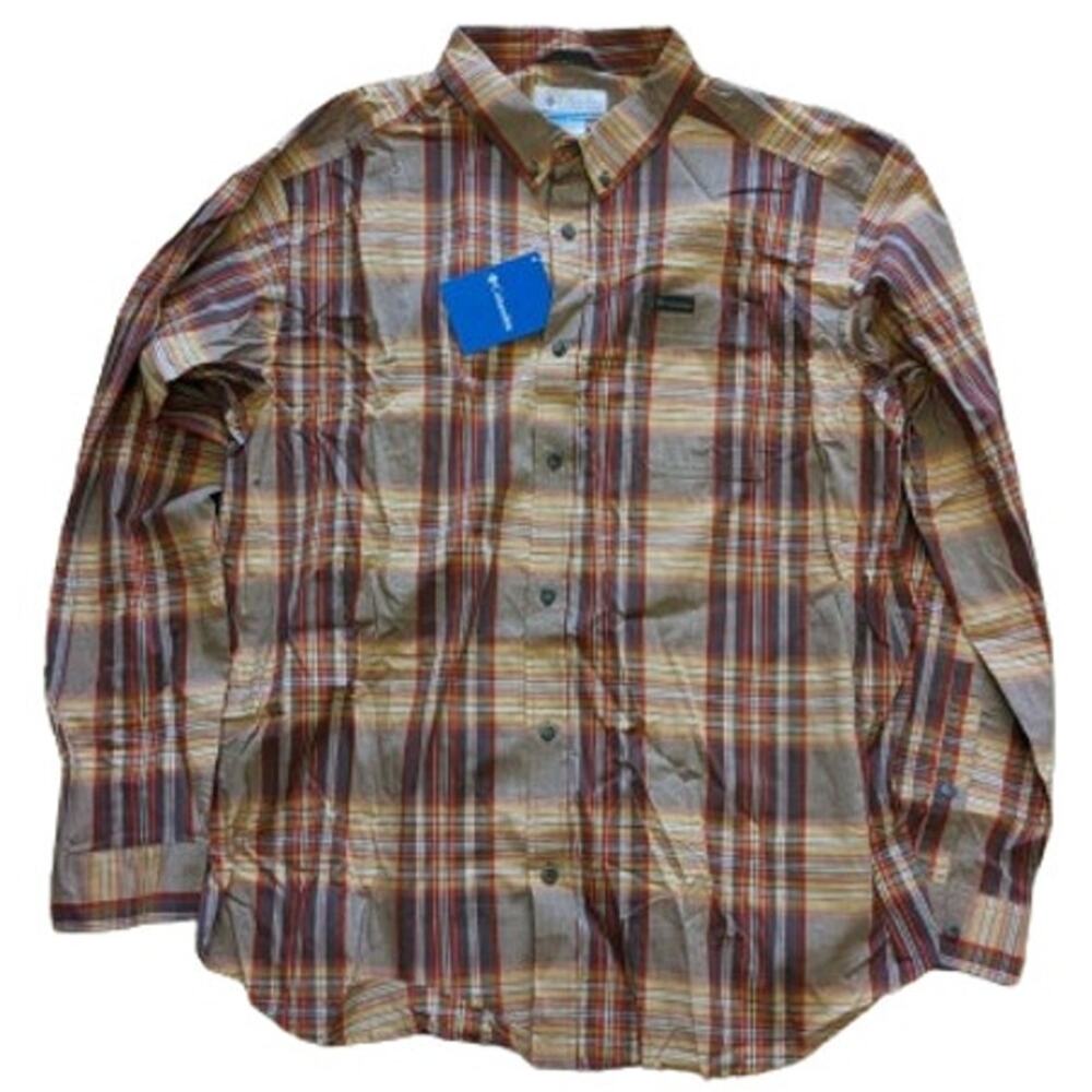 Columbia Men’s Rapid Rivers Ii Long Sleeve Trail Shirt-FLAME ORANGE-1X-NWT-C100